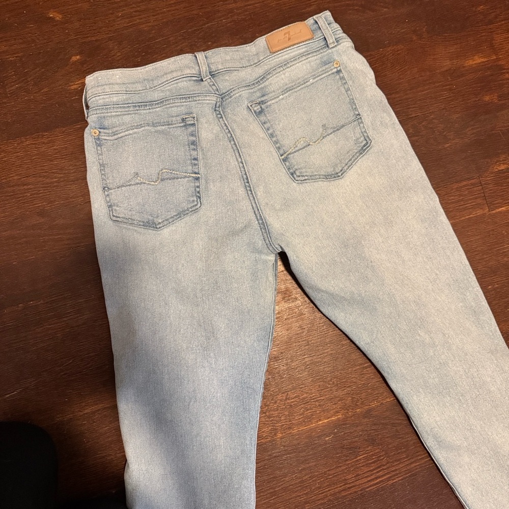 7 For All Mankind Light Blue Straight Leg Jeans - Picture 8 of 11